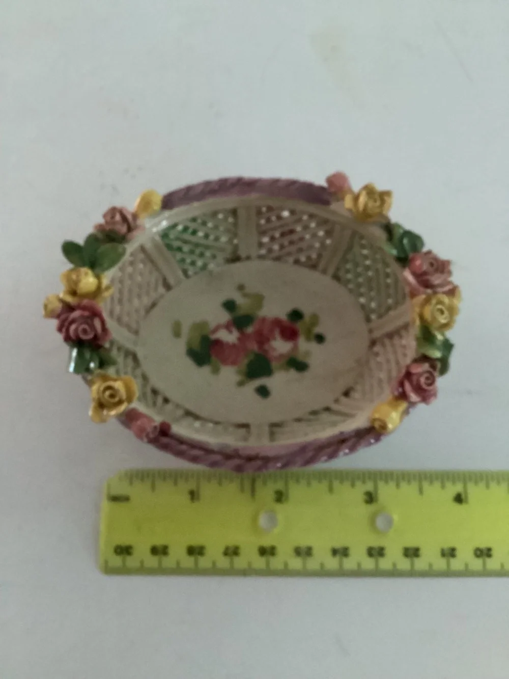 Handmade Vintage Capodimonte Italian Trinket Basket